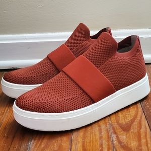 Eileen Fisher Maroon Mesh Platform Sneakers